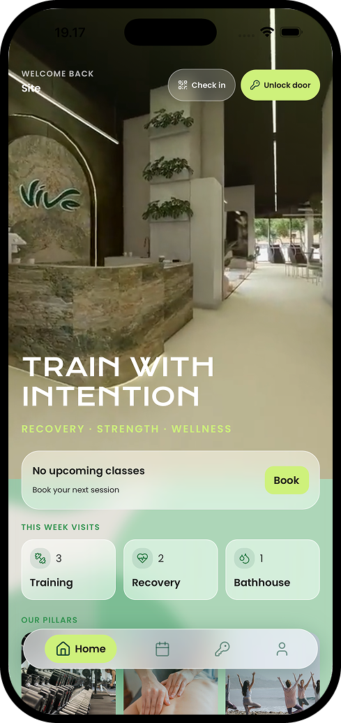 Vive app home screen